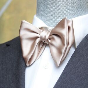 Men's Self-tied Bow‎ Tie 100%Silk Big Butterfly Beige S665